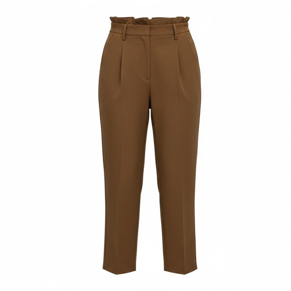 Zara Pleated High Rise Paperbag Pants Khaki Size Medium